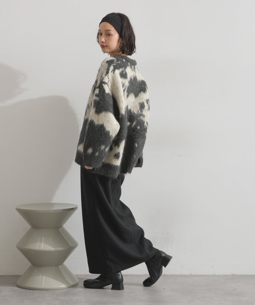モヘアタッチタイダイ柄オーバーサイズニットプルオーバー