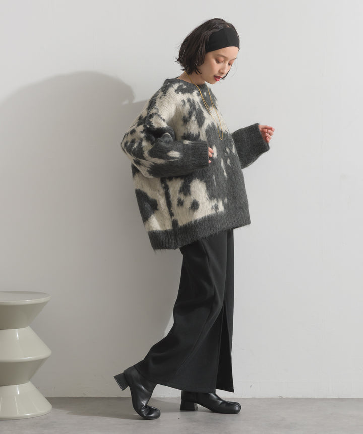 モヘアタッチタイダイ柄オーバーサイズニットプルオーバー