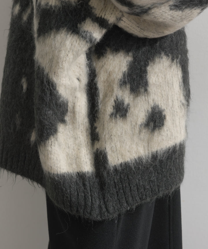 モヘアタッチタイダイ柄オーバーサイズニットプルオーバー