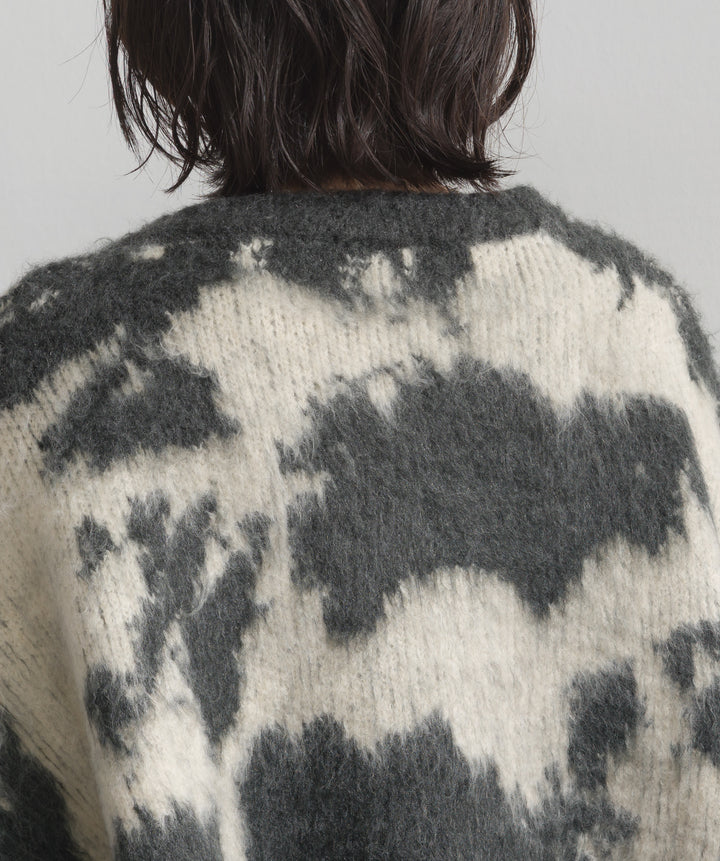 モヘアタッチタイダイ柄オーバーサイズニットプルオーバー