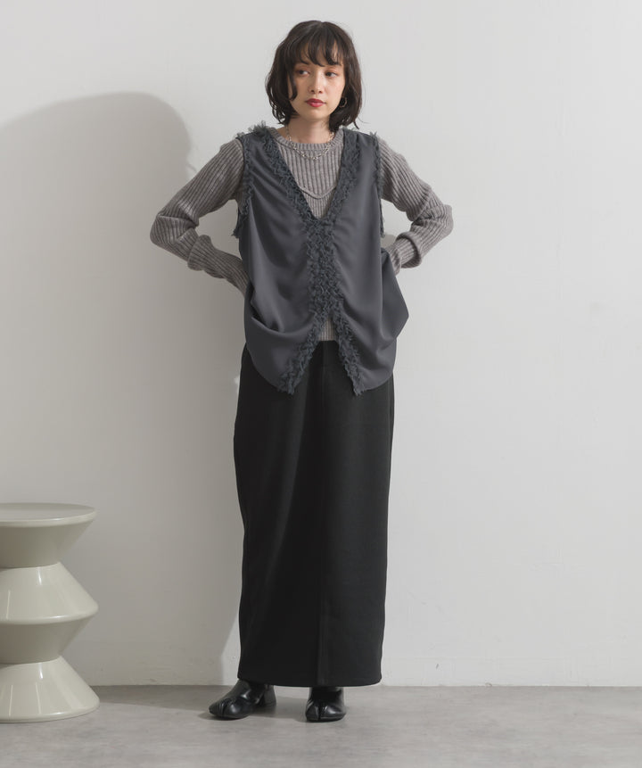 ビスチェデザインリブニットトップス