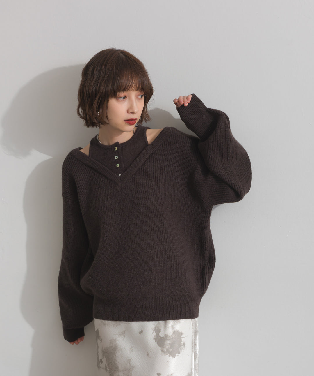 タンクレイヤード風肩開きプルオーバー