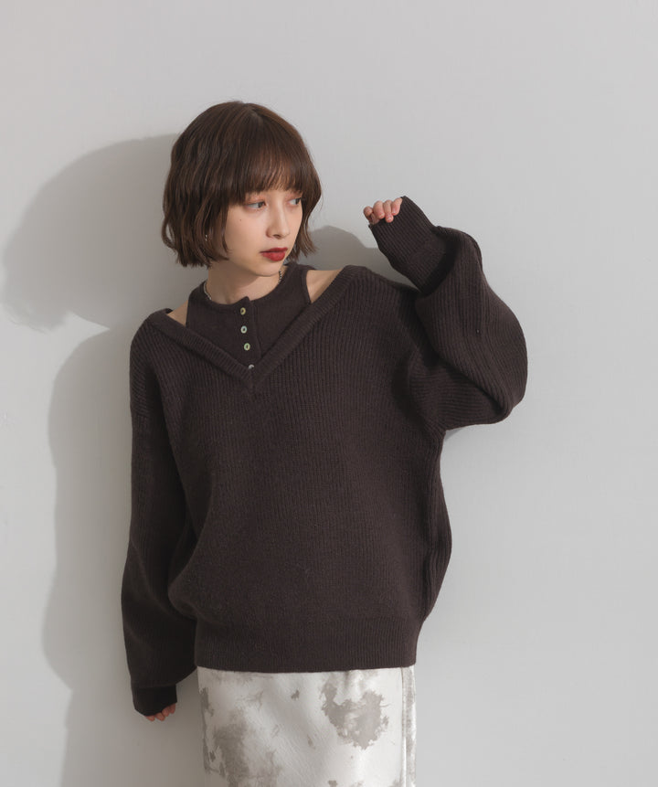 タンクレイヤード風肩開きプルオーバー