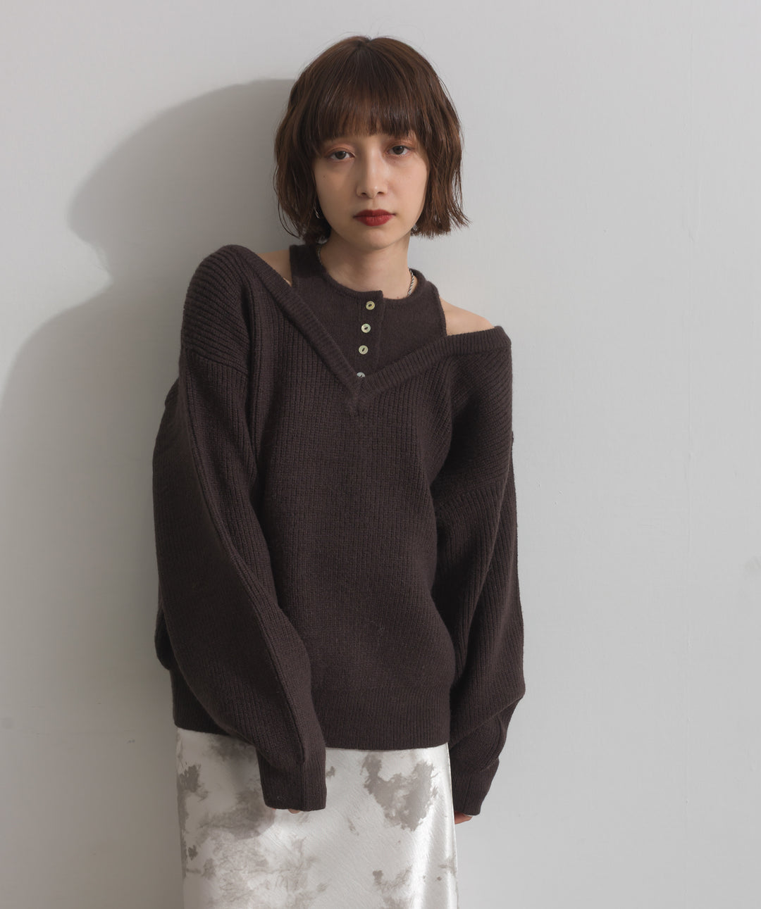 タンクレイヤード風肩開きプルオーバー