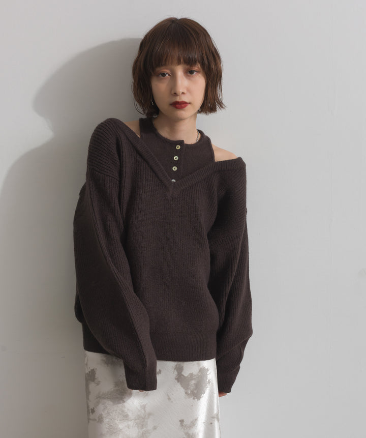タンクレイヤード風肩開きプルオーバー