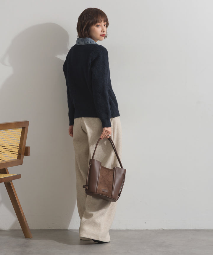 異素材コンビバケツショルダーバッグ