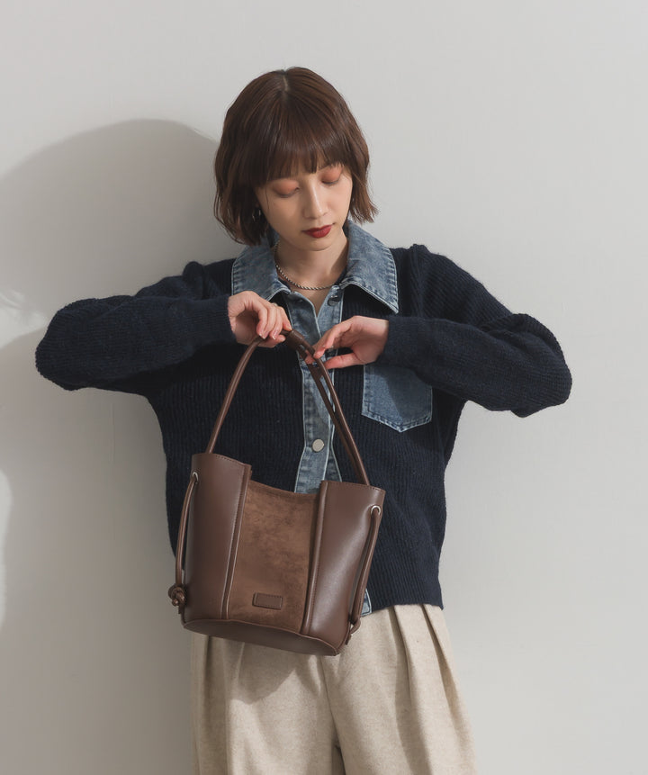 デニム切替ニットカーディガン