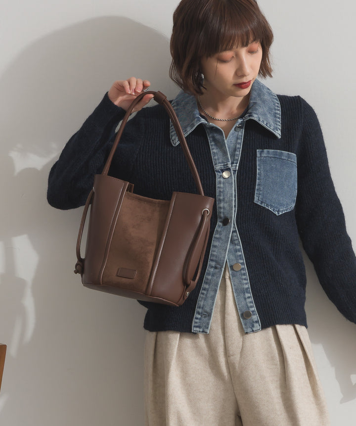 異素材コンビバケツショルダーバッグ