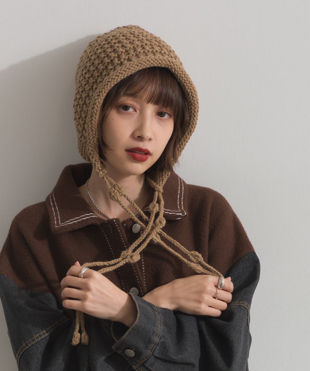 ポップコーン編みニットキャップ