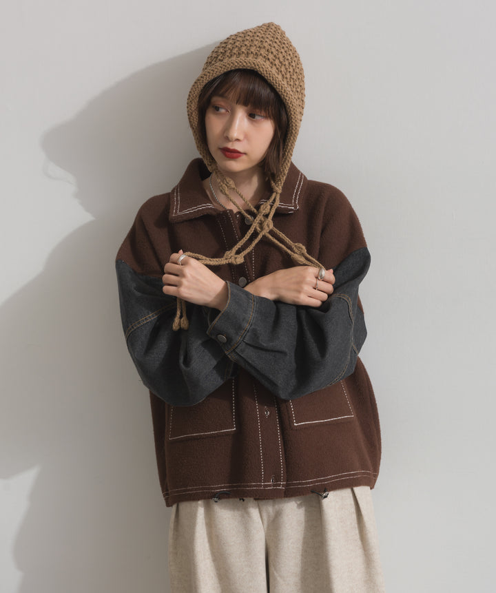 ポップコーン編みニットキャップ