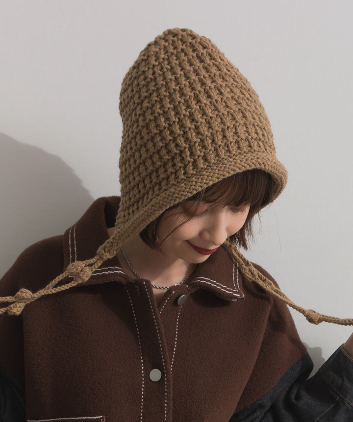 ポップコーン編みニットキャップ