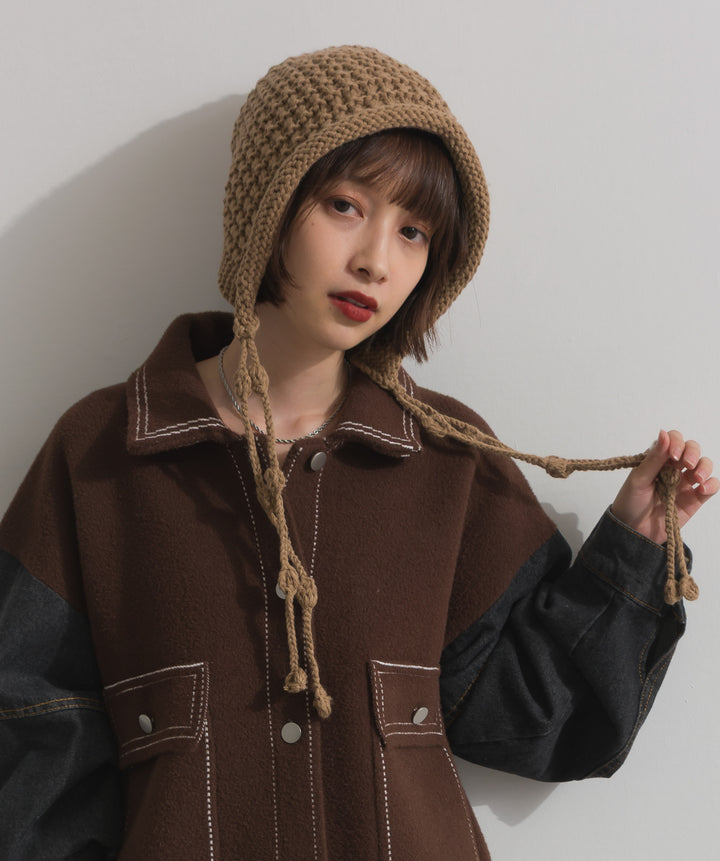 ポップコーン編みニットキャップ