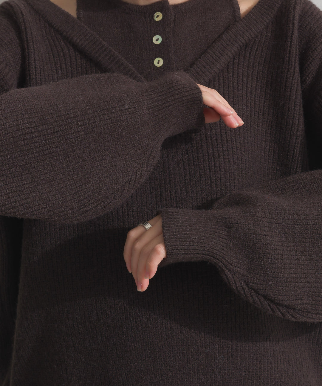 タンクレイヤード風肩開きプルオーバー