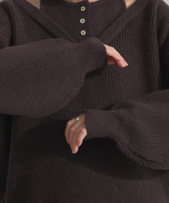 タンクレイヤード風肩開きプルオーバー