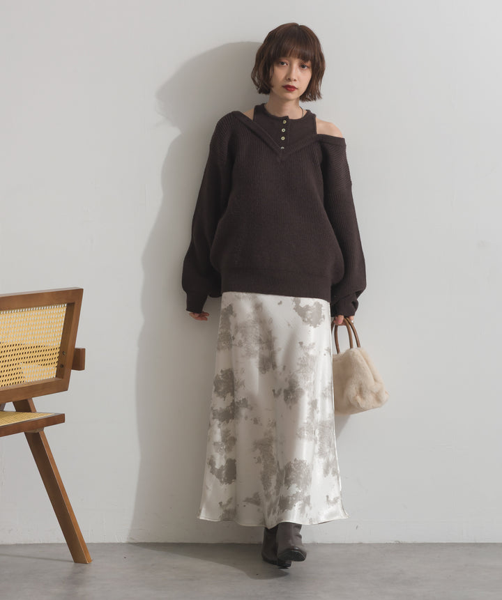 タンクレイヤード風肩開きプルオーバー