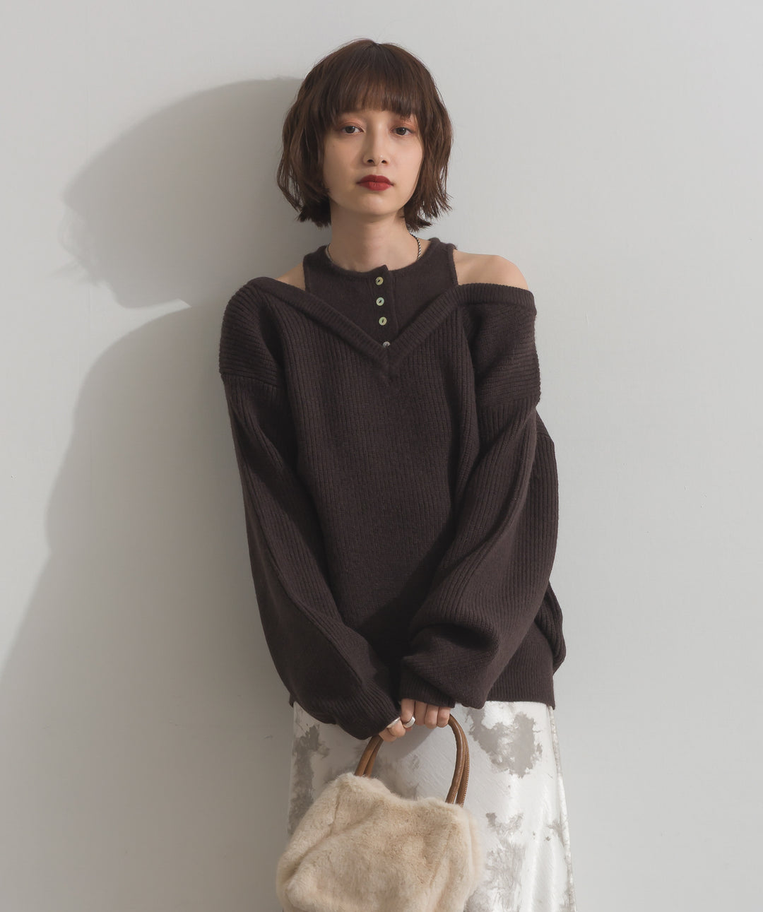タンクレイヤード風肩開きプルオーバー