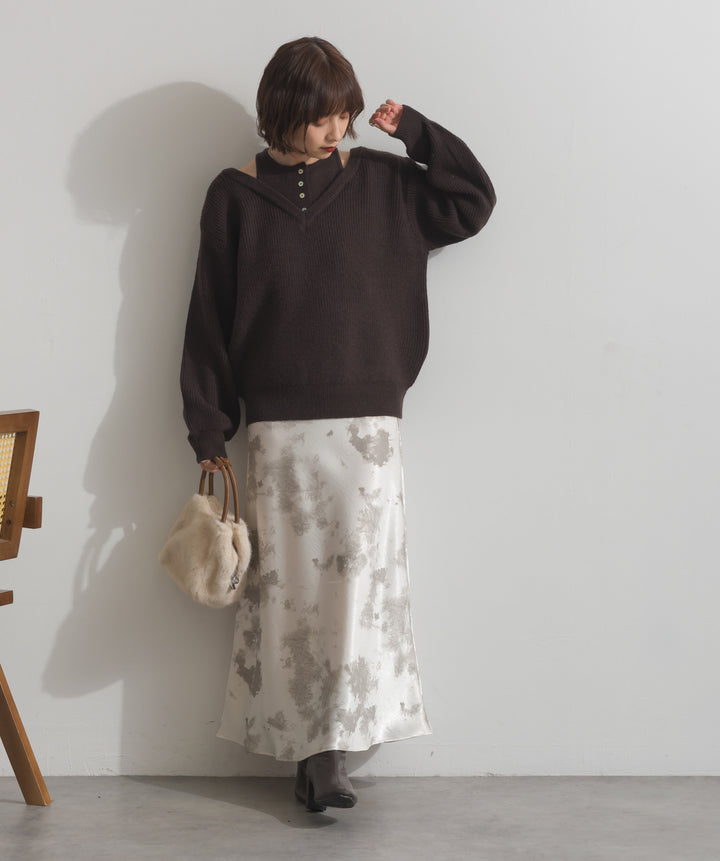 タンクレイヤード風肩開きプルオーバー