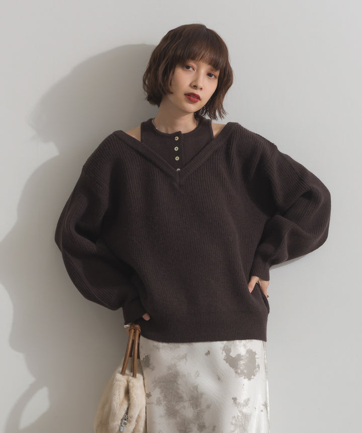 タンクレイヤード風肩開きプルオーバー