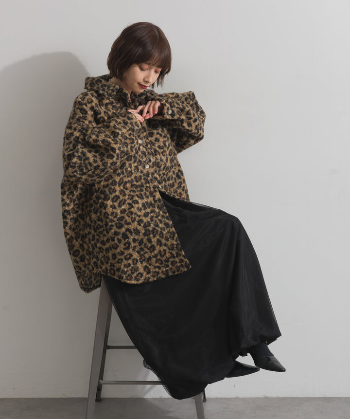 起毛チェック＆レオパードCPOシャツジャケット