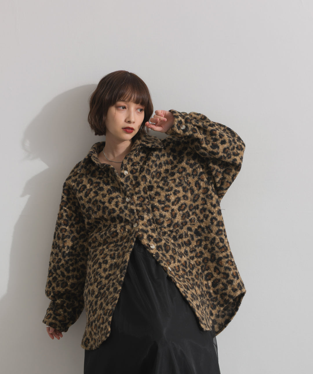 起毛チェック＆レオパードCPOシャツジャケット