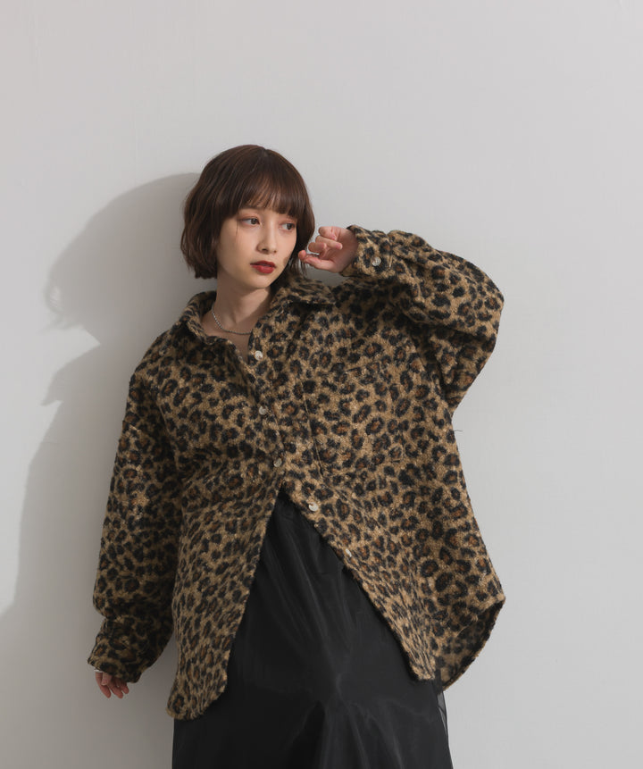 起毛チェック＆レオパードCPOシャツジャケット
