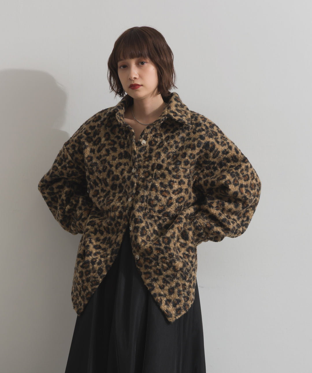 起毛チェック＆レオパードCPOシャツジャケット
