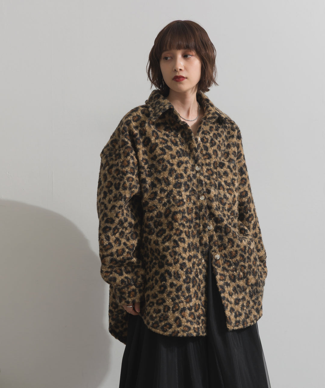 起毛チェック＆レオパードCPOシャツジャケット