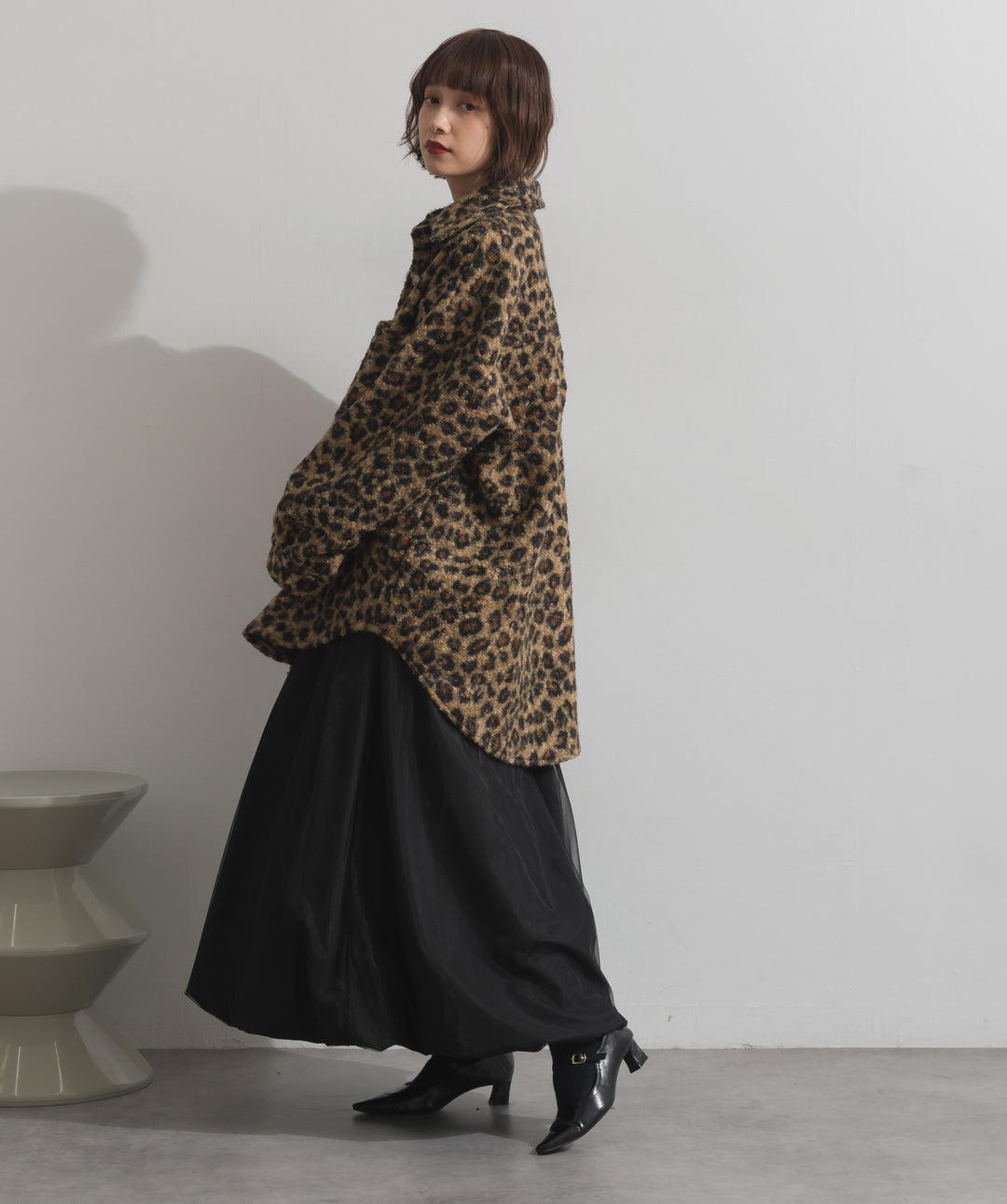 起毛チェック＆レオパードCPOシャツジャケット