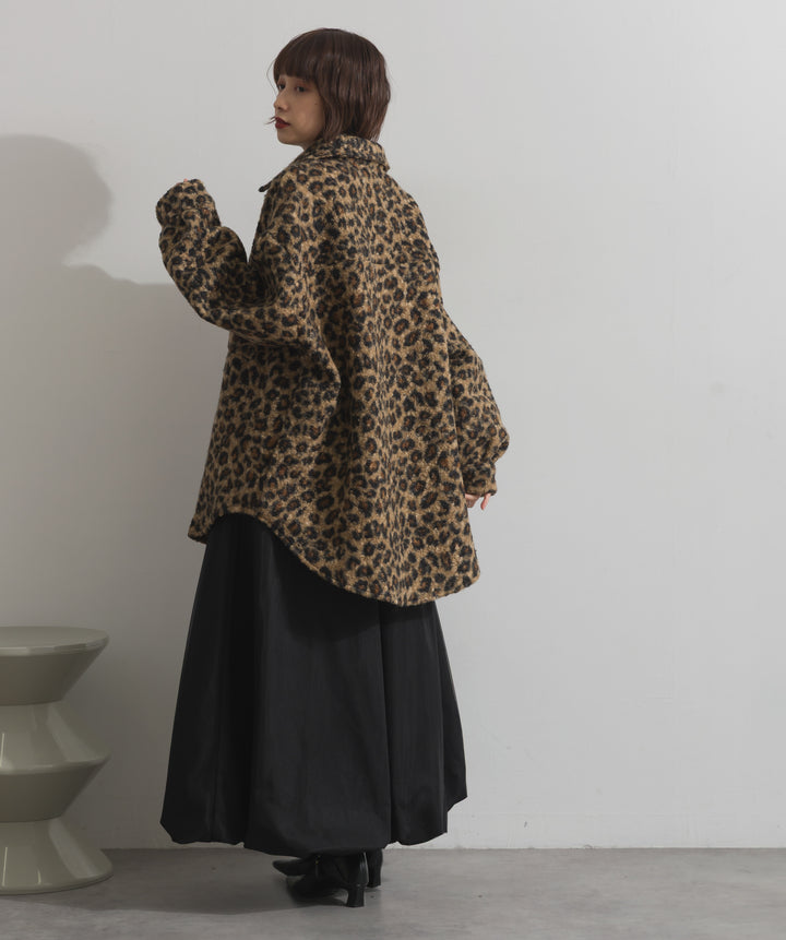 起毛チェック＆レオパードCPOシャツジャケット