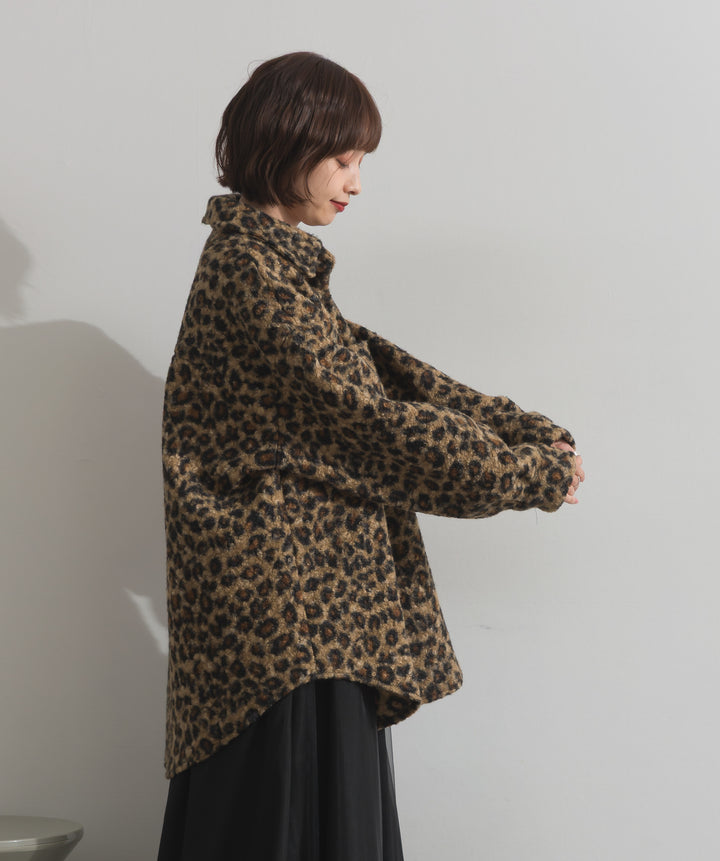 起毛チェック＆レオパードCPOシャツジャケット