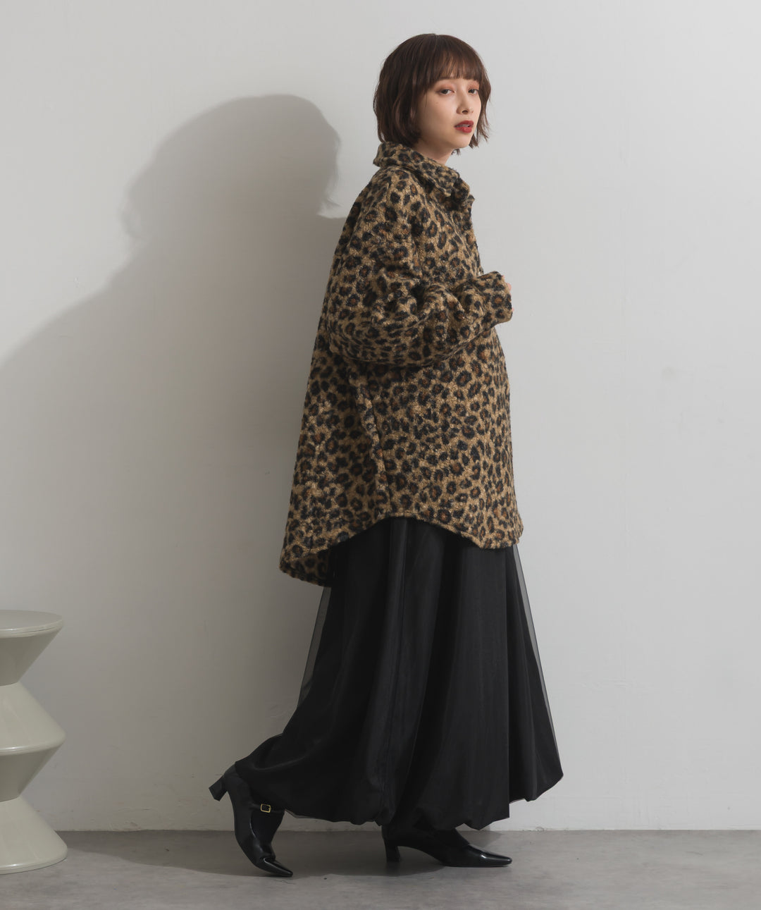 起毛チェック＆レオパードCPOシャツジャケット