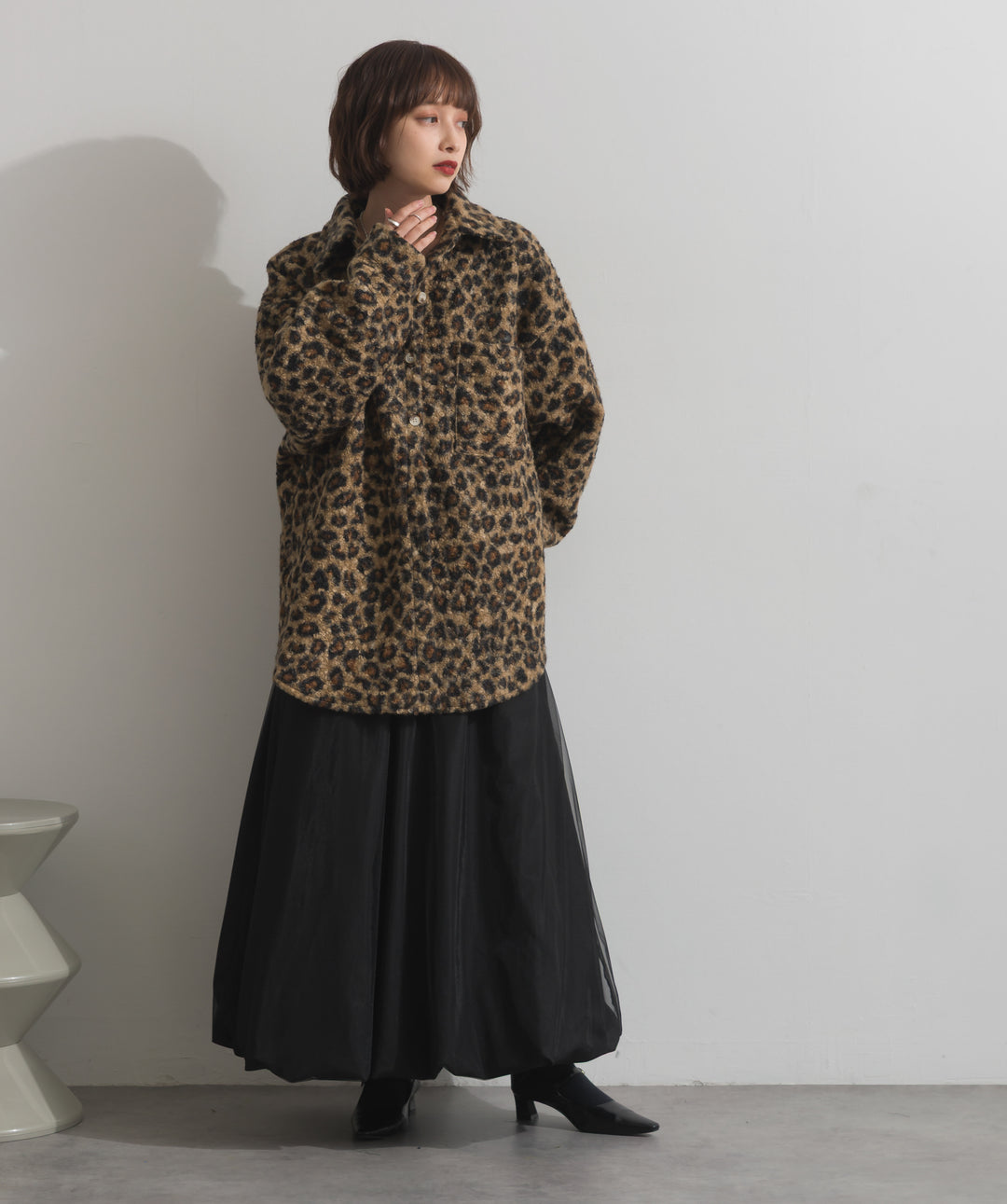 起毛チェック＆レオパードCPOシャツジャケット