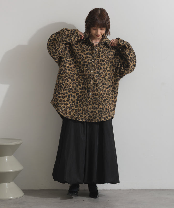 起毛チェック＆レオパードCPOシャツジャケット