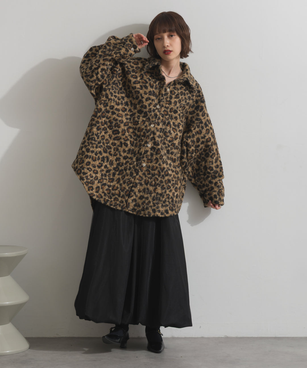 起毛チェック＆レオパードCPOシャツジャケット