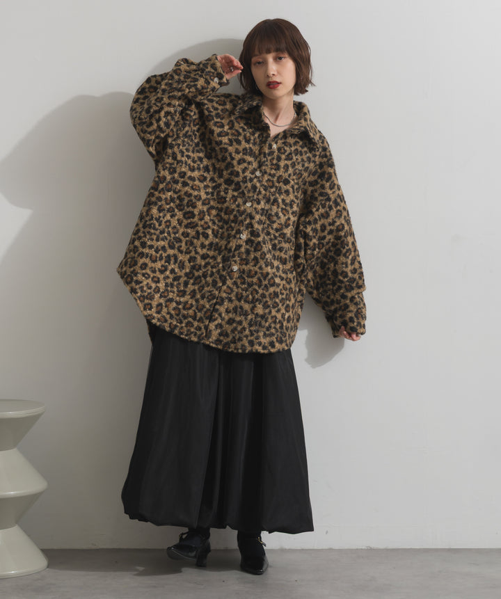 起毛チェック＆レオパードCPOシャツジャケット