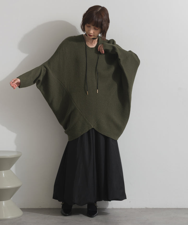 ルーズドレープドルマンニットプルオーバー