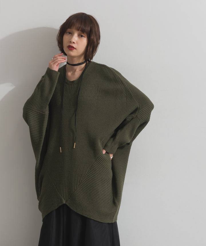 ルーズドレープドルマンニットプルオーバー