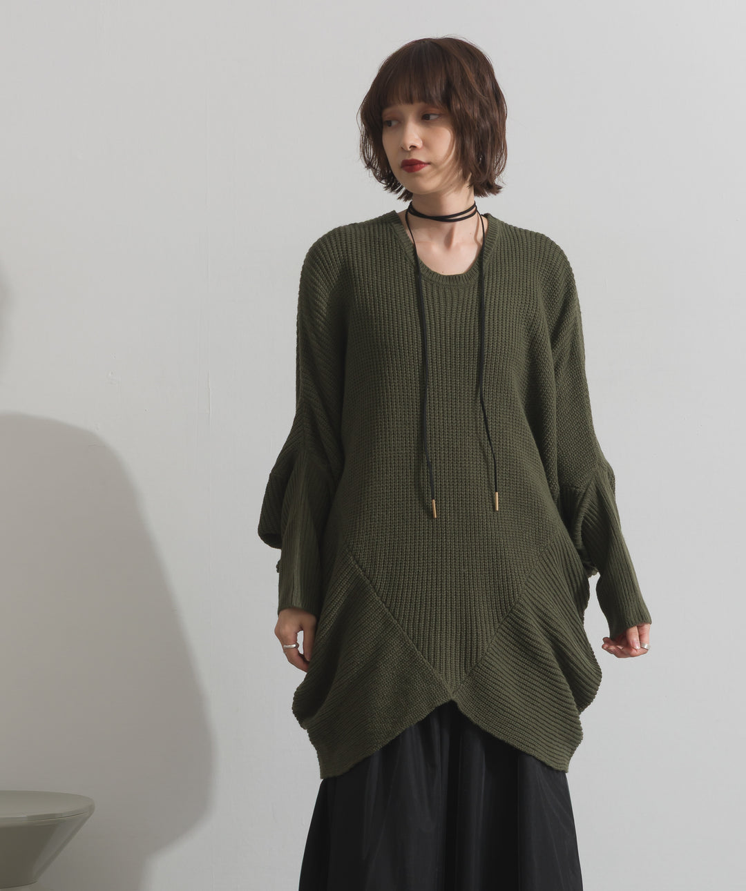 ルーズドレープドルマンニットプルオーバー