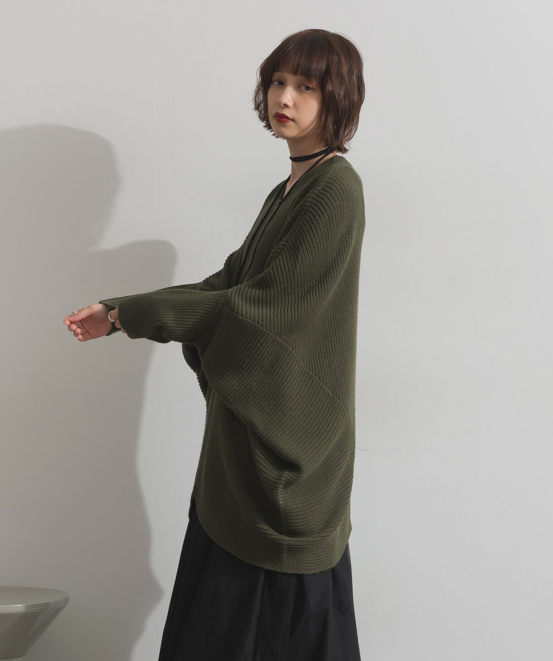 ルーズドレープドルマンニットプルオーバー