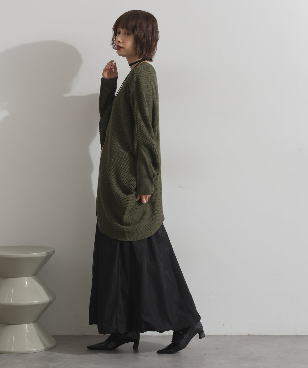 ルーズドレープドルマンニットプルオーバー