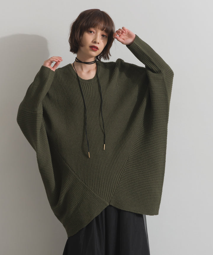 ルーズドレープドルマンニットプルオーバー