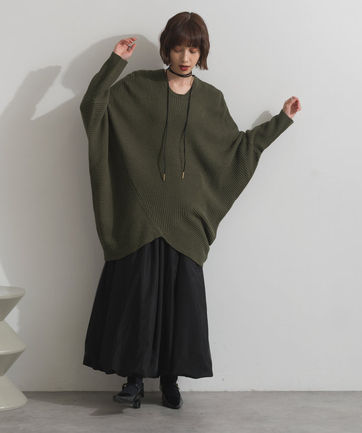 ルーズドレープドルマンニットプルオーバー