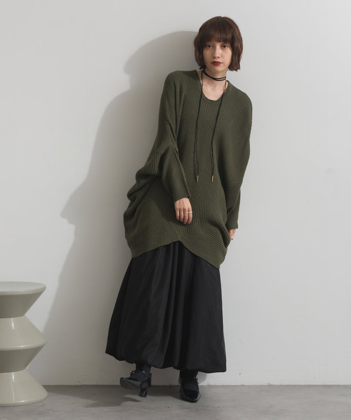 ルーズドレープドルマンニットプルオーバー