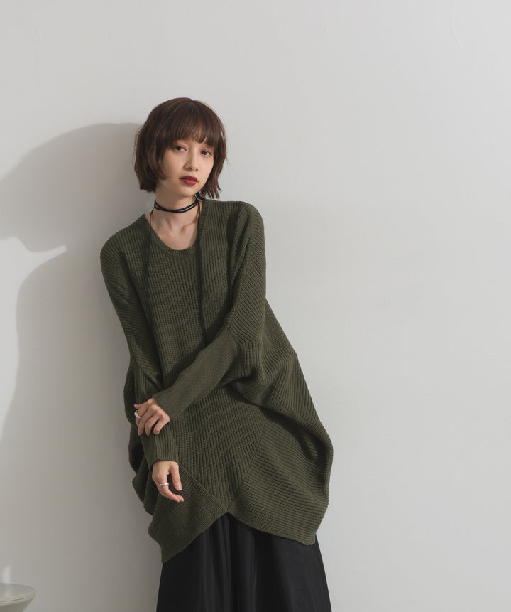ルーズドレープドルマンニットプルオーバー