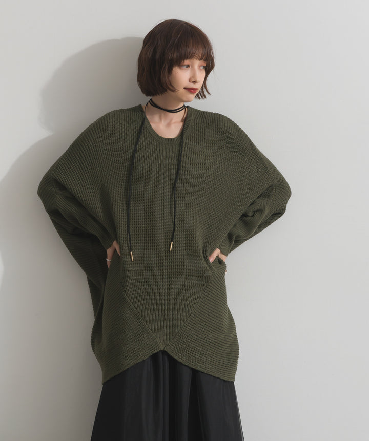 ルーズドレープドルマンニットプルオーバー