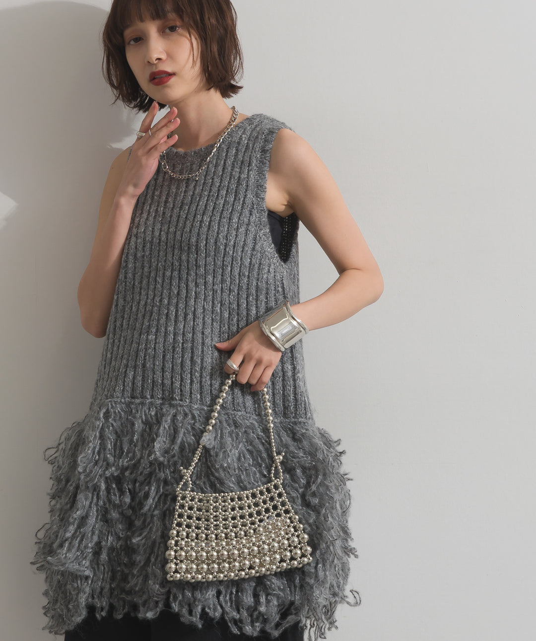 グリッタービーズ メッシュショルダーバッグ