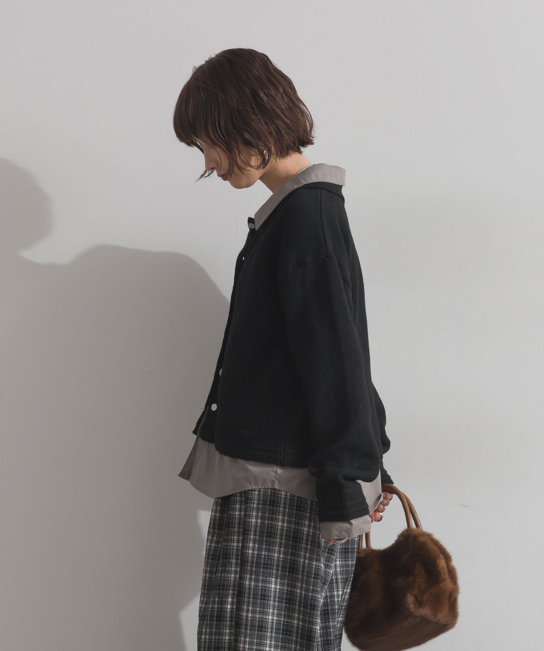 シャツレイヤード風ニット