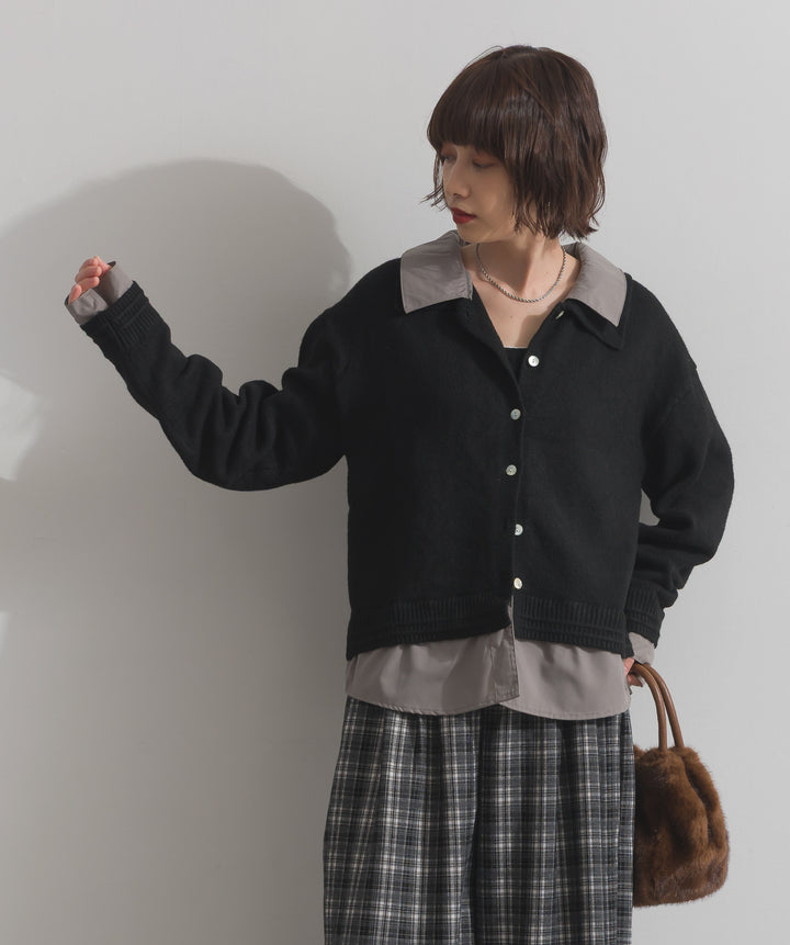 シャツレイヤード風ニット