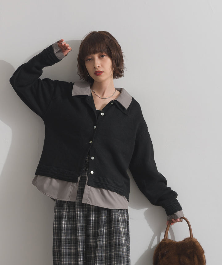シャツレイヤード風ニット