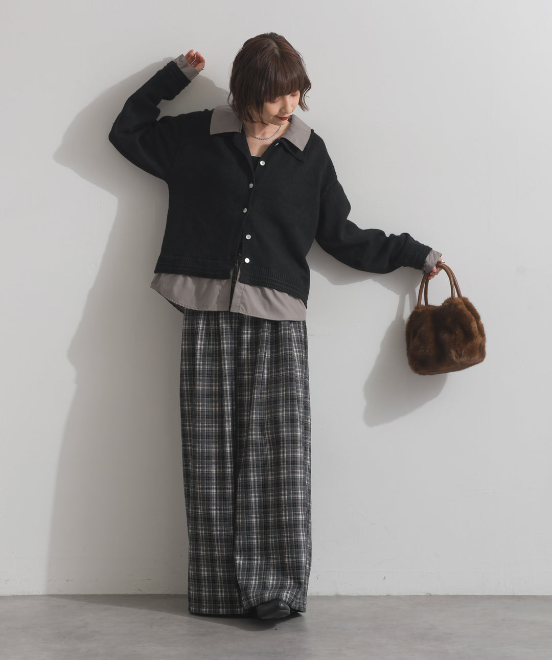 シャツレイヤード風ニット